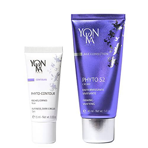 Yon-Ka Phyto-Contour, Phyto 52 Skin Firming Set, Under Eye Cream for Dark Circles, Facial Moisturizer and Night Cream to Tighten Skin and Reduce the Look of Pores