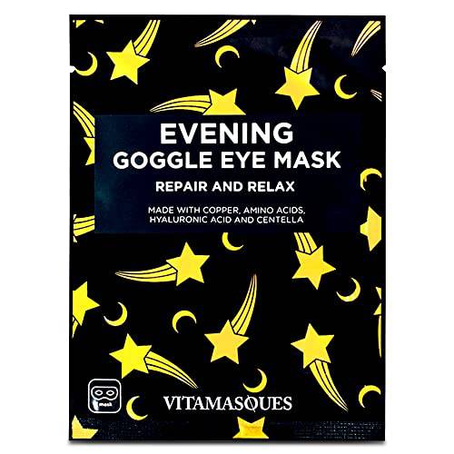 Vitamasques Under Eye Mask, 3-Pack Ultra-Revitalizing Goggle Mask, Hydrates & Smooths Fine Lines & Tired Looking Under Eyes - Hyaluronic Acid & Centella - Nightly Treatment - Vegan & Cruelty-Free