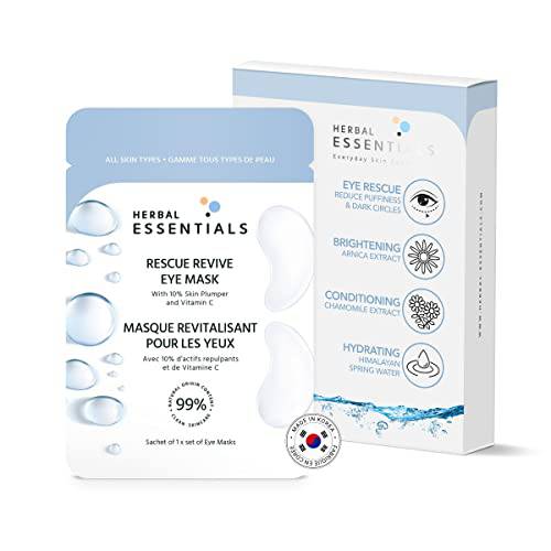 Herbal Essentials Eye Treatment Masks, Box of 2 | Plumps & Soothes Eye Area | Arnica, Chamomile, Vitamin C & B5 | 99% Natural Ingredients, 100% Pure Vegan & Cruelty Free | Made in South Korea