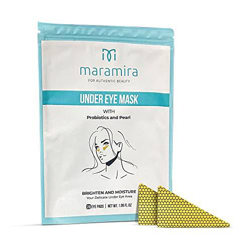 M MARAMIRA Under Eye Mask Dark Circles and Puffiness, Hydrating Eye Patches for Puffy Eyes to Brighten & Moisture, Reducing Fine-Lines & Dark Circles, Eye Pads for Authentic Beauty (28 Pads-Gold)
