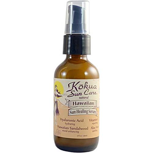 Kokua Sun Care 2 oz Hawaiian After Sun Serum with Hyaluronic Acid Vitamin C Aloe Vera and Organic Hawaiian Sandalwood Oil