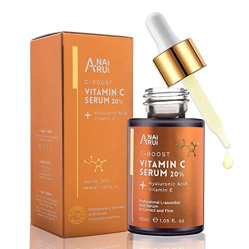 ANAIRUI Vitamin C Serum 20%, with Hyaluronic Acid, Vitamin E, Increase Firmness, Reduce Fine Lines, Wrinkles,Dark Spot 1FL. OZ