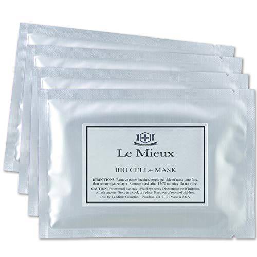 Le Mieux Bio Cell+ Mask - Marine Collagen & Peptide Serum Face Mask, Anti-Aging Facial with Hyaluronic Acid, No Parabens or Sulfates (4 Sheet Masks)