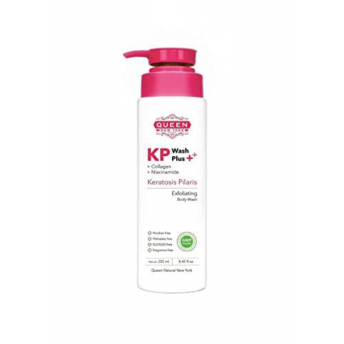 QUEEN KP Body Acne Keratosis Pilaris Exfoliating Body Wash Plus Collagen Niacinamide |15% Glycolic Acid, 2% Salicylic Acid, Smooth,Soft Skin, Reduces Rough & Red Bump, Gets Rid Of Redness-Gentle On Your Skin Without Harsh Irritating-Fragrance Free(250ml/8.45fl.oz) by Queen Natural New York