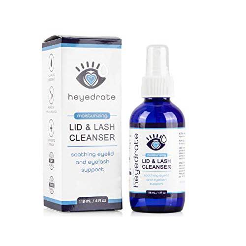 Heyedrate Lid and Lash Cleanser - Gentle, Pure Hypochlorous Acid Eyelid Cleansing Spray by Eye Love (4 Ounce Glass Bottle, 4 Month Supply)