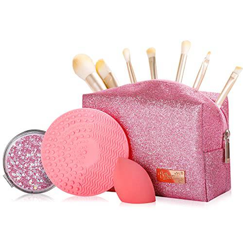Pamper Kits BFF Beauty 11pcs Skin Care for Teenage Girls Gifts Makeup Gift Sets for Women Mini Cosmetic Bag for Short Trip Includes Makeup Brushes, Compact Makeup Mirror, Makeup Brush Cleaning Pad