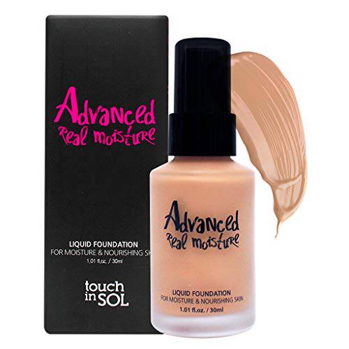 TOUCH IN SOL Advanced Real Moisture Liquid Foundation SPF30 PA++ 1.01 fl. oz. (30ml) - A Light Weight Hydrating Foundation, Long Lasting High Adhesive Coverage (25 Sand Beige)