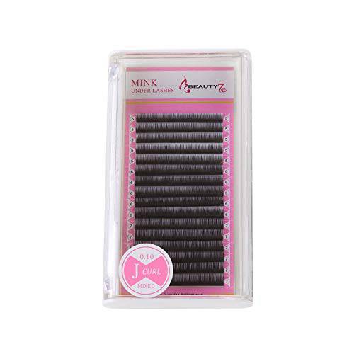 Beauty7 Mixed Volume Under Bottom Lower Individual False Eyelash Extension Tray Matte Synthetic Mink Curl J 0.1mm Thickness 5/6/7mm Length
