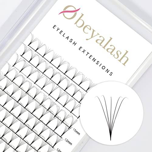 OBEYA Thin Base Premade Fans Eyelash Extensions 3D 4D 5D 6D 10D 0.07mm Shot Stem Premade Lash Extensions Fans C D Curl 9-15mm Pointed Base Pre Fanned Volume Lash Extensions Mixed Tray (9-15mm, 5D-0.07D)