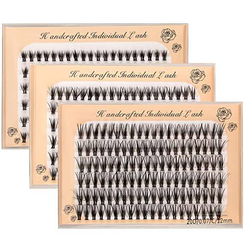 JIEFUXIN Individual Lashes C Curl 8-10-12mm Mixed Length Natural Clusters Faux Mink Cluster Eyelashes False eyelash extension Black 120 Count (Pack of 3)