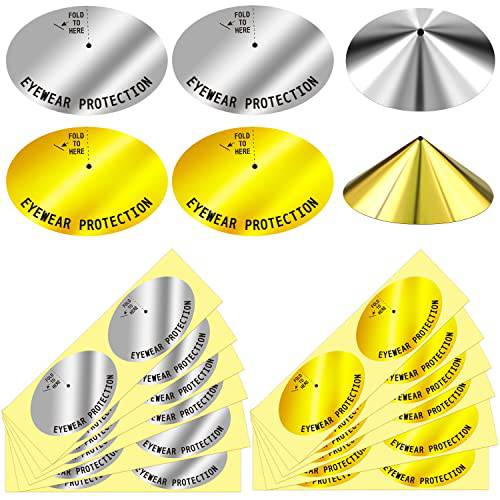 200 Pairs Disposable Tanning Eye Stickers Gold Silver Tanning Eye Patch Eye Protectors for Tanning Removable Tanning Bed Protective Eyewear for Indoor Tanning Supplies
