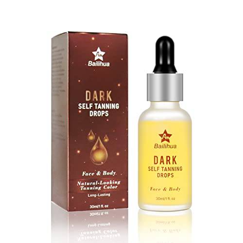 Self Tanner for Face and Body, Dark Self Tanning Drops,Natural Sunless Tanning drops for Perfect Golden Glow 30ml