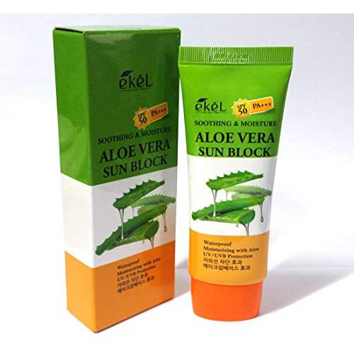 [Ekel] UV Soothing & Moisture Aloe Vera Sun Block SPF 50 PA +++ 70ml / Soothing, Waterproof, Primer/Korean Cosmetics (1EA)