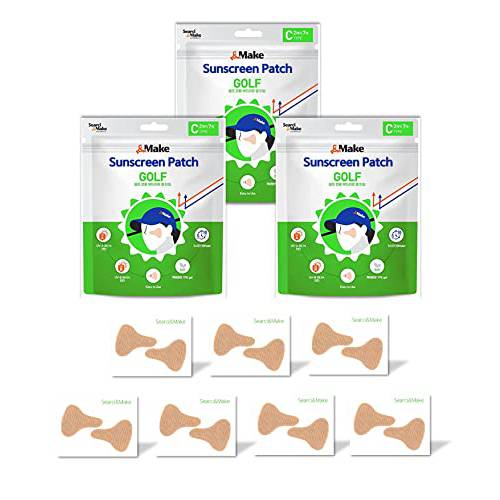 Searci&Make 99.8% sunscreen patch Hydro Cool Jumbo size, golf accessories gifts Sun Protection UV facial face tape (Golf C 3Set)