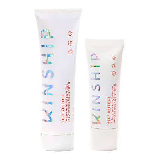 Kinship Self Reflect SPF 32 Probiotic Moisturizing Sunscreen Duo - Facial Sunscreen Set for Blemish + Acne-Prone Skin - Includes 1 Regular Self Reflect SPF 32 Sunscreen(1.75oz) + 1 Value Size(3.5oz)