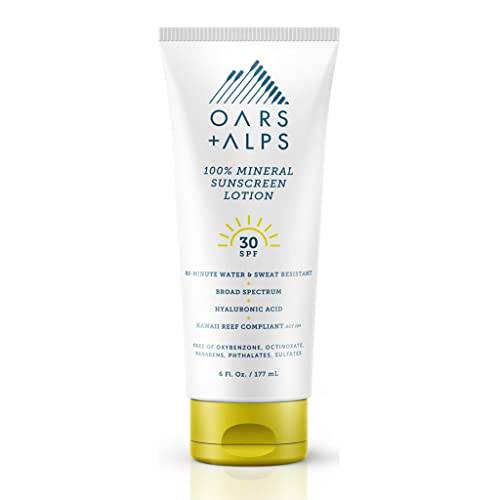 Oars + Alps Mineral SPF 30 Sunscreen Lotion, Water and Sweat Resistant, Reef Safe, 6 Oz, 2 Pack (106012-2-BB)