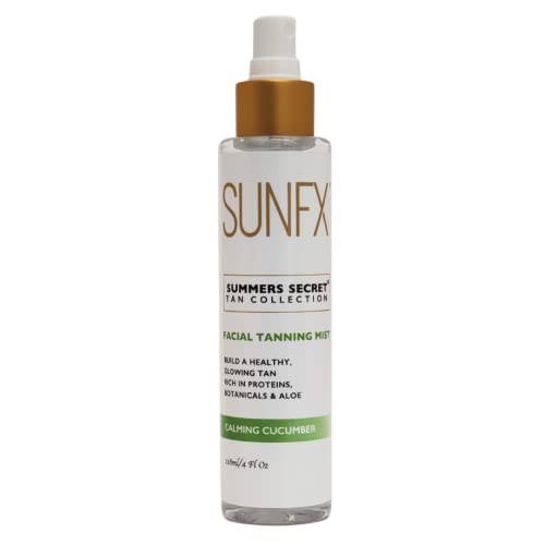 NEW SunFX Ultra Hydrating Facial Tanning Mist for face & body (4floz) - Hyaluronic Acid - Vegan - Cruelty-Free - Long Lasting Self Tanner (Cooling Cucumber)