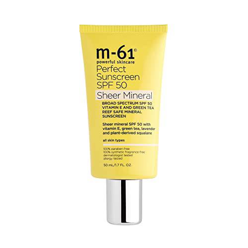 M-61 Perfect Mineral Sunscreen SPF 50 - Sheer - Sheer mineral SPF 50 with vitamin E, green tea, lavender and plant-derived squalane