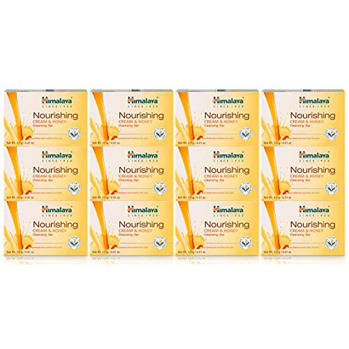 Himalaya Nourishing Cream & Honey Cleansing Bar, Face and Body Soap for Soft Skin, 4.41 oz, 12 Pack
