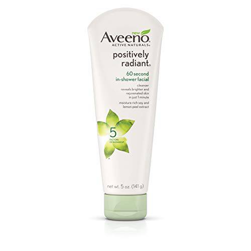 Aveeno Positively Radiant 60-Second In Shower Facial Cleanser 5 Ounce (147ml) (6 Pack)