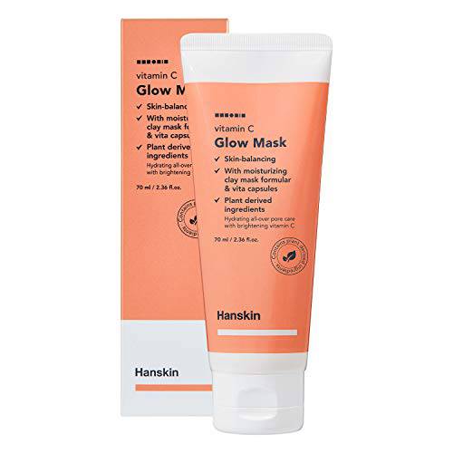 Hanskin Vitamin C Glow Mask, Clay Mask with Ascorbic Acid for Glowing Skin and Pore Purifying, Hydrating and Moisturizing [70ml]