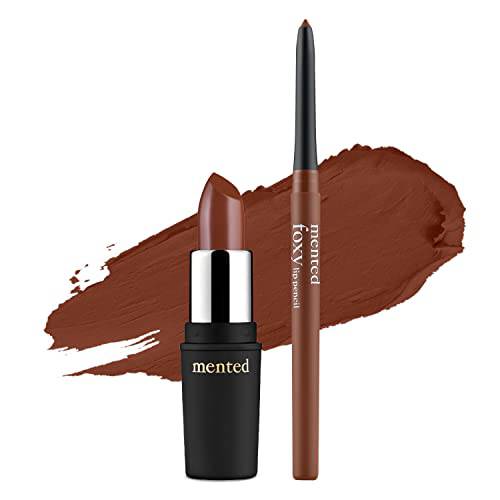 Mented Cosmetics | Semi Matte Nude Lipstick Foxy Brown & Lip Liner (Foxy)