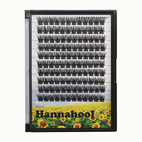 Hannahool Handmade D Curl 10-20mm to Choose 120Pcs Natural long Individual Thick Base Cluster Eyelashes Dramatic Look DIY Volume Eye Lashes Extensions (12mm)