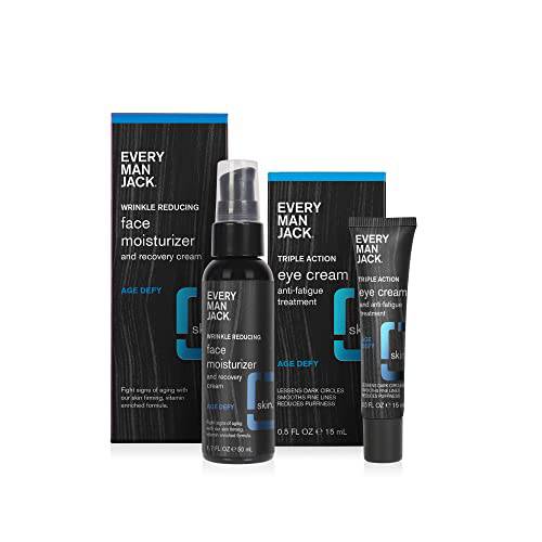 Every Man Jack Age Defy Skincare Bundle Pack - Reduce Fine Lines and Help Firm and Restore Aging Skin - Includes Two Full-Sized Grooming Essentials - Eye Cream & Face Moisturizer