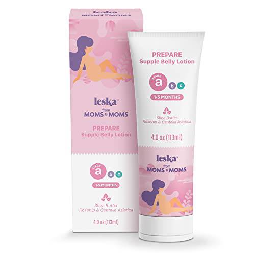 Leska Maternity Stretch Mark Prevention Cream | STAGE A: PREPARE Supple Belly Stretch Mark Lotion (Pregnancy Months 1-5) | Part of a Complete 3 Stage Pregnancy Skin Care System | New Mom Gifts (4oz)