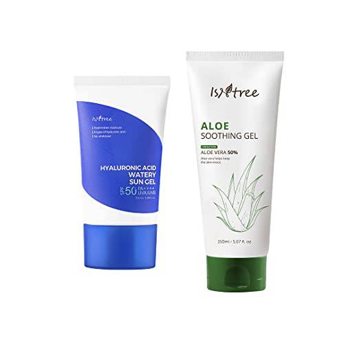 ISNTREE Suncare duo with Watery Sun gel + Aloe soothing gel, fresh