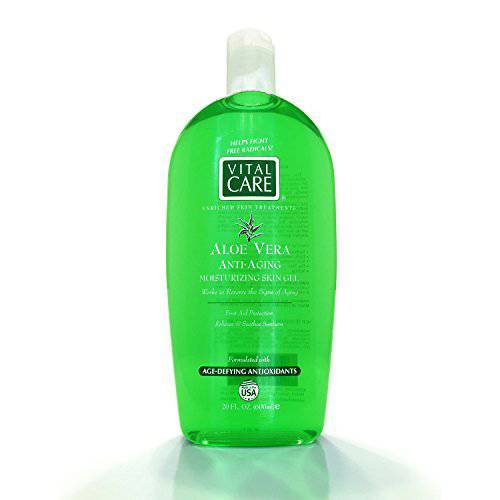 Vital Care Aloe Vera Gel - 20Oz / 600ml - Raw Natural Anti-Aging Moisturizer Soothes Sunburn, Irritated and Dry Skin - Organic Skin Care for After Sun Burn And Acne on Body, Hand, Face & Hair