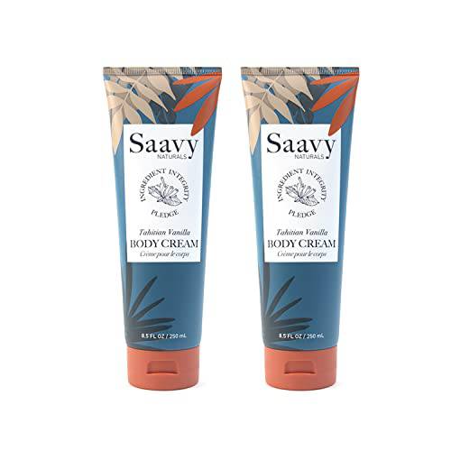 Saavy Naturals Tahitian Vanilla Body Cream, 8.5 Ounces Body Cream For Women Pack of 2