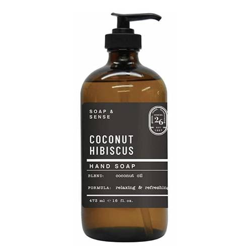 Home and Body Co Hand Soap 16 FL/473ml Infused with Essential Oils , Glass Bottle (Coconut Hibiscus)