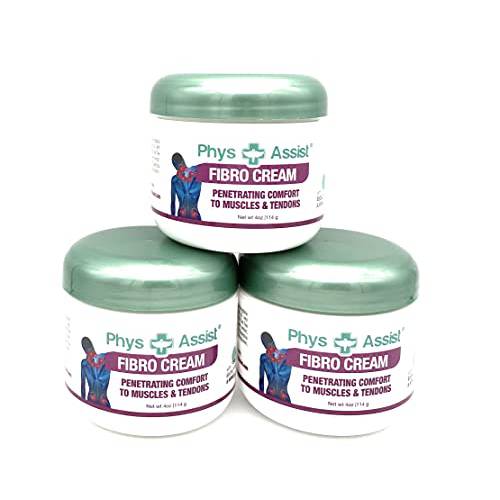Fibromyalgia Cream (PhysAssist) Deep Soothing for Body, Back, Neck, Feet, Legs, Hands. 3 jars of 4 OZ (12 OZ)