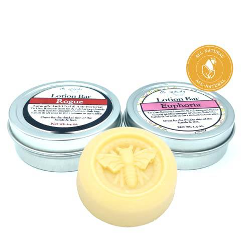 Lotion Bar All Natural Ingredients Moisturizing Soothing Lotion 2PK | Creamy Blend of Cocoa & Mango Butters, Moisture Locking Beeswax Infused W/ Essential Oils