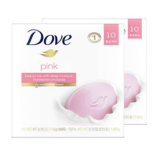 Dove Beauty Bar For Softer Skin Pink More Moisturizing Than Bar Soap, 3.75 Ounce (Pack of 20)