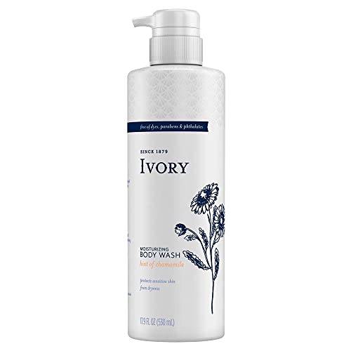 Ivory Clean Sensitive Skin Moisturizing Body Wash, Hint of Chamomile, 17.9 Fl Oz (Pack of 4)