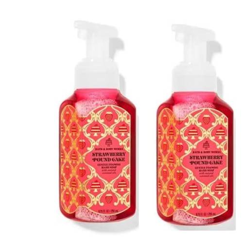Bath and Body Works Strawberry Pound Cake Gentle Foaming Hand Soap, 2-Pack 8.75 Ounce (Strawberry Pound Cake)