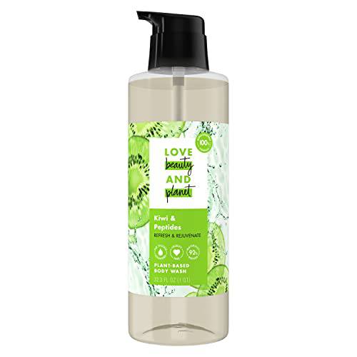 Love Beauty And Planet Plant-Based Body Wash Refresh and Rejuvenate Skin Kiwi and Peptides Made with Plant-Based Cleansers and Skin Care Ingredients 32.3 fl oz
