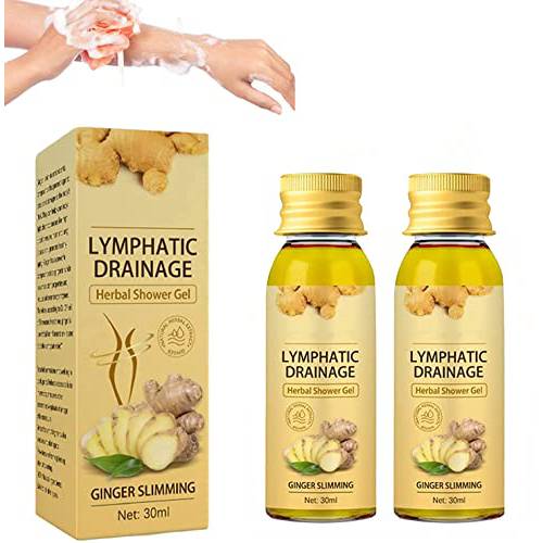 2PCS Lymphatic Drainage Herbal Shower Gel, Ginger Lymphatic Drainage Shower Gel, Herbal Slimming Shower Gel…