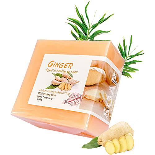 WEISPO Lymphatic Detox Organic Ginger Soap, Ginger Lymphatic Drainage Bath Soap, Slimming Ginger Soap, Natural Ginger Bar Soap for Swelling and Pain Relief, for All Skin Types (2PCS)