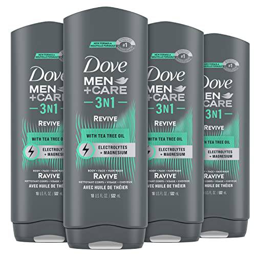 DOVE MEN + CARE Post-Workout Body Wash For Men 3N1 Revive With Tea Tree Oil 18 oz 4 Count