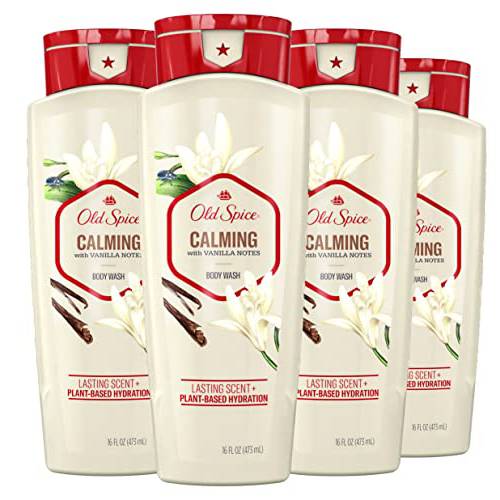 Old Spice Men’s Body Wash, Calming with Vanilla Notes, 16 oz, Pack of 4