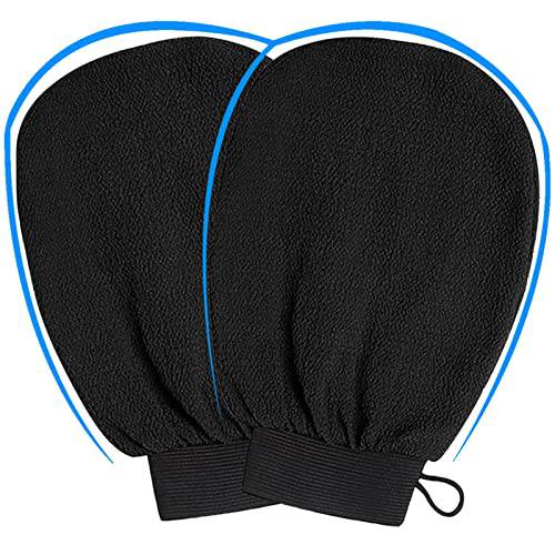 Deep Exfoliating Mitts, 2 Pack Microdermabrasion Exfoliating Gloves for Cleaning Skin, Removes Dead Skin and Dirt, Great for Self-Tanning Preparation, Home Exfoliating Gloves