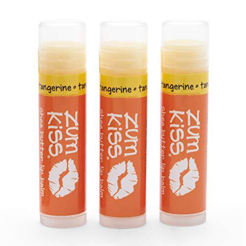 Zum Tangerine Kiss Stick (Pack of 3) with Certified Organic Sunflower Seed Oil, Beeswax, Shea Butter, Pure Essential Oils, Candelila Wax, Vitamin E and Honey, 0.15 oz