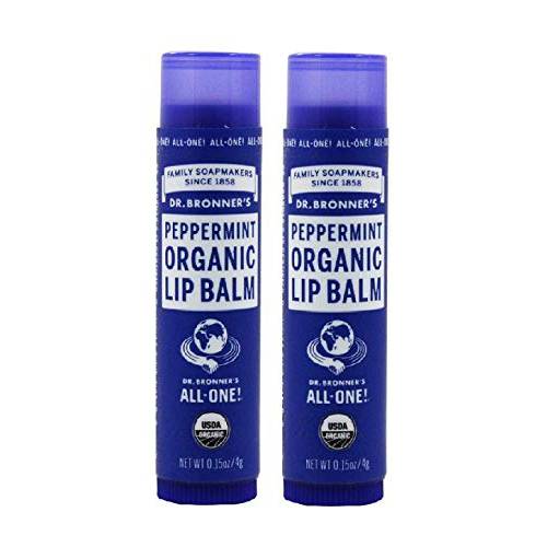 Dr. Bronners Organic Moisture Lip Balm & Magic Massage Balm (Peppermint Lip Balm, 2 Pack)