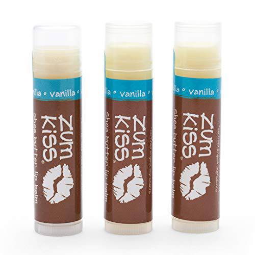 Zum Vanilla Kiss Stick (Pack of 3) with Certified Organic Sunflower Seed Oil, Beeswax, Shea Butter, Pure Essential Oils, Candelila Wax, Vitamin E and Honey, 0.15 oz