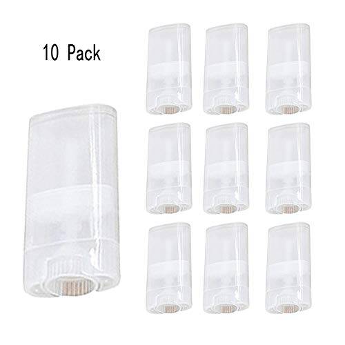 Goege 15 ML Clear Empty Plastic Oval Deodorant Containers Lip Balm Tubes for Lipstick, Crayon,chapstick,homemade Lip Balm,BPA Free (10 Pcs)