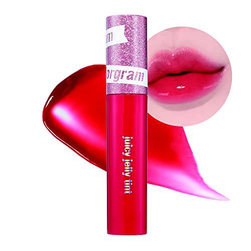 COLORGRAM Juicy Jelly Tint - 01 Melting Cherry | Moisturizing, Plumping, High Pigment, Non-Sticky, Long-Lasting, Weightless Daily Lip Gloss 0.14 fl.oz., 4g