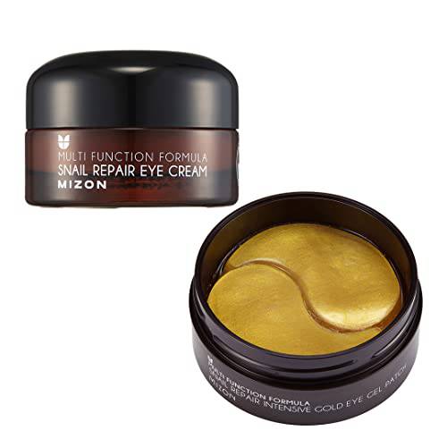MIZON Snail Gold Eye Gel Patches & Snail Repair Eye Cream. Total eye care, Bright, Young-looking eyes, Moisturizing, Anti-wrinkle
